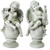 Set of 2 Ivory Cherub Angels with Violin and Harp Sitting on Finials Garden Statues 14.75"