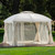 142" Cream and Gray Contemporary Solid Outdoor Patio Gazebo