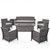 5pc Gray and Silver Outdoor Patio 4 Seater Chat Set with Fire Pit 73.25"