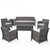 5-Piece Gray and Silver Contemporary Outdoor Furniture Patio 7 Seater Fire Pit Set