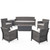 7pc Gray Outdoor Cushioned Chat Set with Rectangular Fire Pit 73.25"