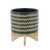 9" Teal Green and Beige Ceramic Zigzag Planter with Stand