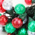 Set of 25 Red, Green, and Pure White Tinsel Wide Angle LED G30 Globe Christmas Lights - 16 ft Green Wire