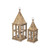 Set of 2 Brown and Clear Distressed Handmade Lantern with Glass Window 32"