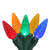 Set of 35 Multi-Color LED C6 Faceted Christmas Lights - Green Wire