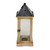 16.5" Beige and Black Handcrafted Lantern with Glass Windows