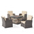5pc Beige and Gray Contemporary Outdoor Patio Fire Pit Set 30"