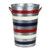 12" Red and White Striped Patriotic Outdoor Garden Planter Bucket