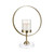 15" Gold Round Ring with Clear Cylinder Candle Holder