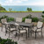 7-Piece Matte Black Outdoor Furniture Patio Dining Set - Beige Cushions