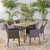 7-Piece Anchor Gray Finish Rectangle Wicker Outdoor Furniture Patio Dining Set