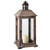 24" Brown and Bronze Rustic Weathered Wood and Metal Pillar Candle Lantern
