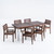 7-Piece Chocolate Brown and White Finish Rectangular Wood Outdoor Furniture Patio Dining Set