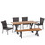 6-Piece Walnut Brown and Black Finish Outdoor Furniture Patio Dining Set