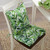 Set of 2 Green and White Tropical Design Tufted Reversible Chair Pads 16"