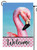 Pink and Blue Flamingo Designed Welcome Sign Decorative Rectangular Garden Flag 18" x 12"