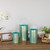 Set of 3 Turquoise and Gold Floral Laser-Cut Pillar Candle Lanterns
