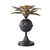 11.75" Black and Gold Distressed Finish Palm Tree Candle Holder