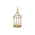 16.5" Gold Bamboo Style Hexagonal Handmade Lantern with Hanging Loop