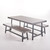 3pc Gray and Black Contemporary Outdoor Patio Rectangular Dining Set 70.75"