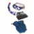 4pc Blue and Black Child Mask, Snorkel, Fins Swimming Pool Snorkeling Set 15.5" - Medium