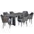 7-Piece Black Contemporary Rectangle Outdoor Furniture Patio Dining Set - Gray Cushions