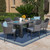 7-Piece Black Contemporary Rectangle Outdoor Furniture Patio Dining Set - Gray Cushions