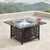 42" Black and Brown Square Propane Outdoor Fire Table with Wind Blockers