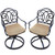 3-Piece Black and Brown Swivel Outdoor Patio Furniture Bistro Set with Striped Cushions 46"