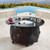 44" Charcoal Black and Clear Round Propane Outdoor Fire Table with Wind Blockers