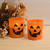 Set of 2 Orange and Black Unique Jack O' Lantern LED Candles, 3.75"