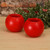 Set of 2 Red Unique Round Wax LED Candles, 4"
