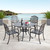 5-Piece Bronze Ornate Traditional Round Outdoor Patio Furniture Dining Table Set 42"