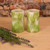 Set of 2 Beige and Green Elegant LED Candle, 5"