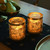 Set of 2 Vibrant Unique Metal Gold Leaf Candle Holders with LED Candles, 4.5"