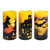 Set of 3 Yellow and Black Unique Halloween Battery Operated LED Wax Candle, 6"