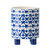7" Blue and White Contemporary Round Small Planter with Legs