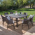 9-Piece Brown Finish Square Wicker Outdoor Furniture Patio Dining Set - Brown Cushions