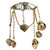 6.5" Antique Gold Glass Bobeche Candle Ring with Hanging Heart Charms