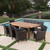 9-Piece Teak Brown Finish Outdoor Furniture Patio Expandable Dining Set - Pale Brown Cushions