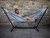 110" Gray and Brown Striped Sunbrella Brazilian Style Hammock with Stand