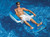 72" Blue and White Inflatable Easy Lounger Swimming Pool Chair Raft