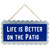 11.25" Blue Metal and Wood Life Is Better On The Patio Hanging Welcome Sign
