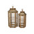Set of 2 Brown and Clear Hexagon Handmade Lantern with Glass Window 31.5"