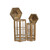 Set of 2 Brown and Clear Hexagon Handmade Lantern with Glass Window 31.5"