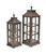 Set of 2 Wooden Brown and Clear Handmade Lantern with Glass Window 33"