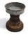 Set of 2 Brown and Gray Rustic Candle Holders 4"