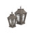 Set of 2 Gray and Clear Distressed Garden Style Handmade Lantern with Glass Panels 25"