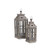 Set of 2 Gray and Clear Distressed Garden Style Handmade Lantern with Glass Panels 24.5"