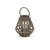14.5" Clear and Brown Vertical Panel Handmade Lantern with Metal Handle